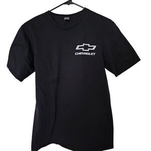 Gildan Mens Chevrolet Front And Back Graphic Black Short Sleeve T-Shirt Size Med
